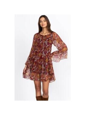 Johnny Was Daisy Silk Sheer Mini Dress